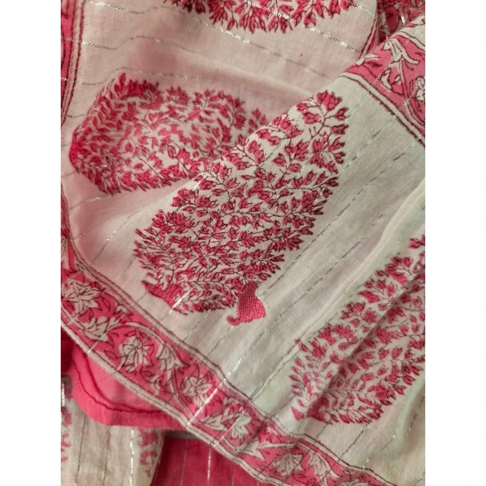 Pink Chicken NY Girls Pink Floral Block Print Metallic Tiered Dress 4Y
